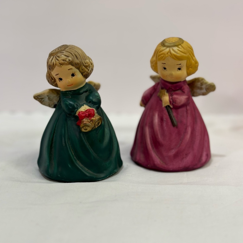 Vintage 1960s Set of 2 Giftco Inc Ceramic Angel Bells